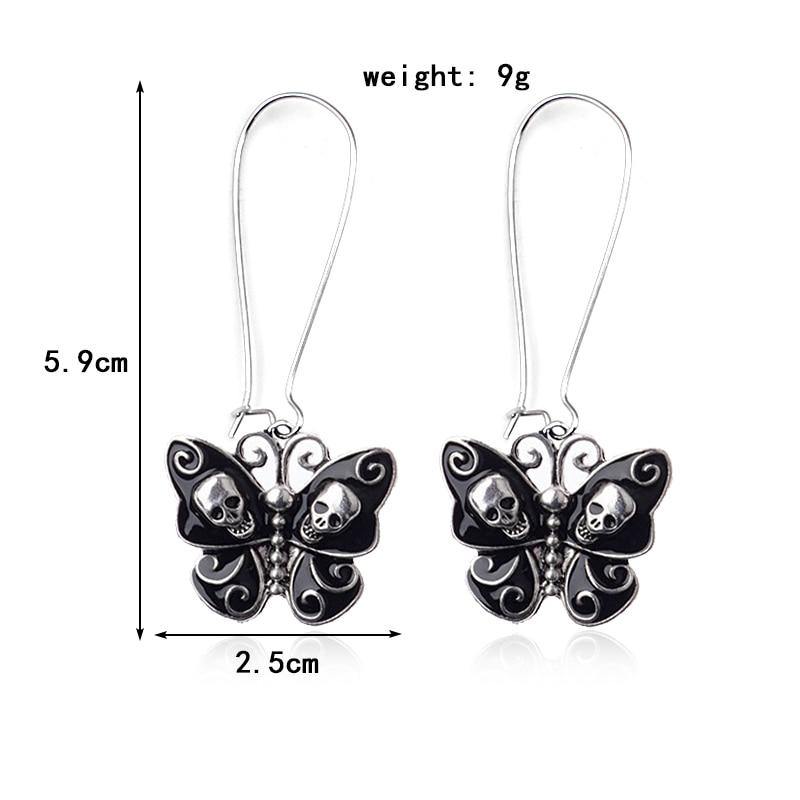 Skull Butterfly Dangle Earrings - Wyvern's Hoard