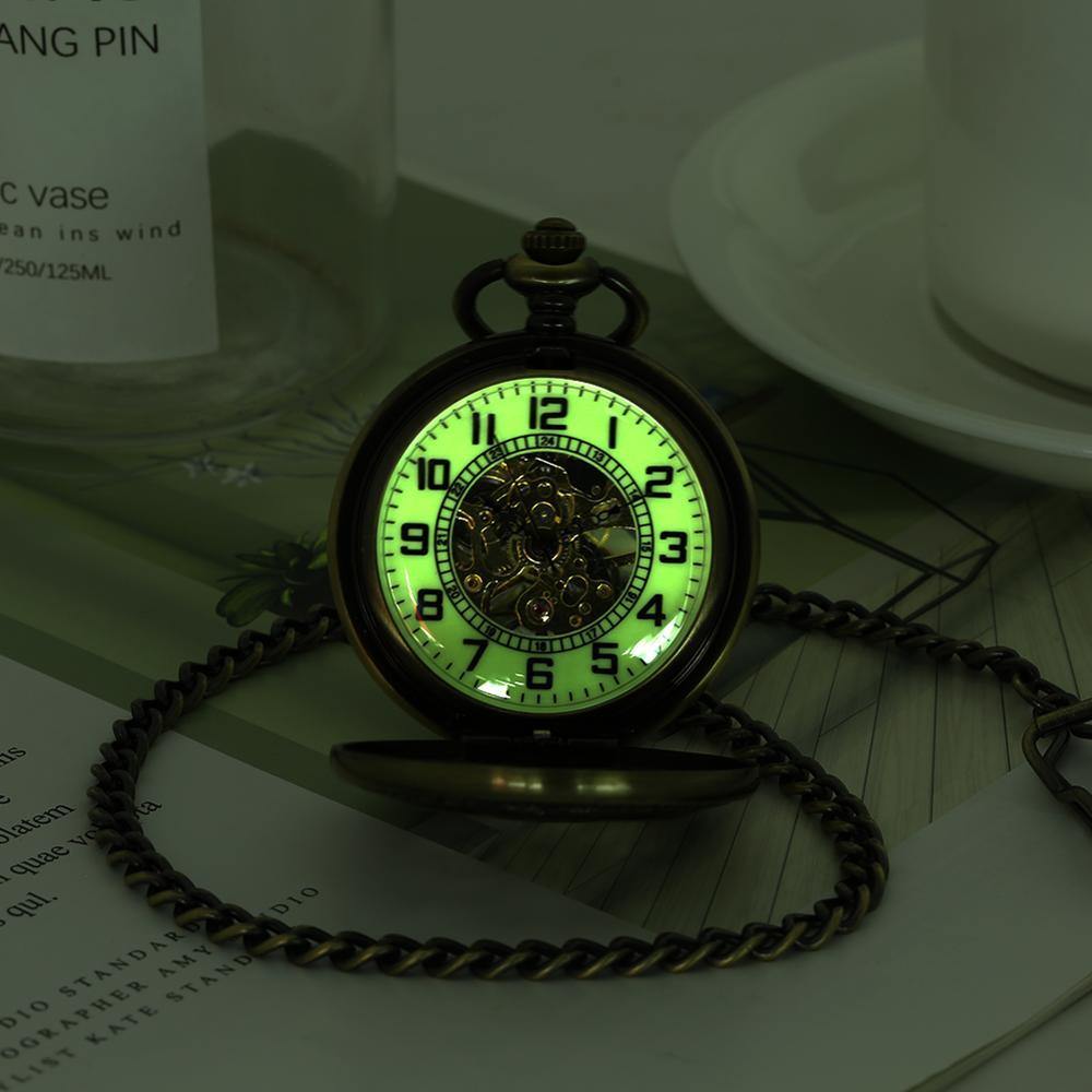 Glow In The Dark Hollow Mechanical Pocket Watch - Wyvern's Hoard
