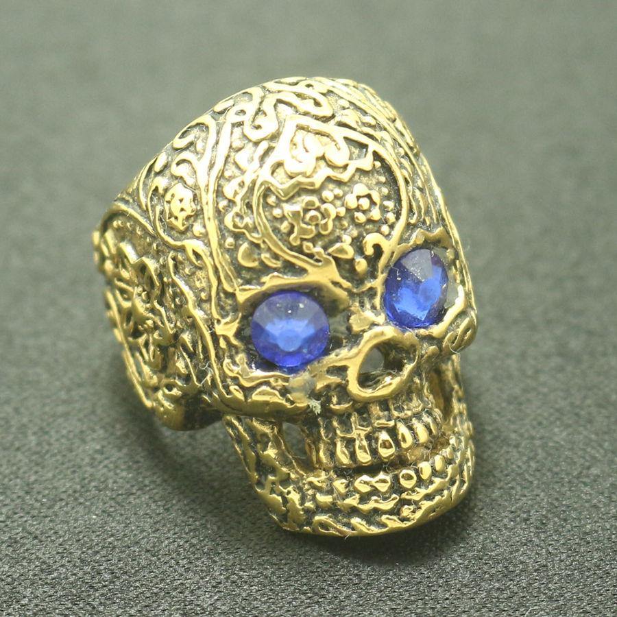 Blue-Eyed Sugar Skull Ring - Wyvern's Hoard