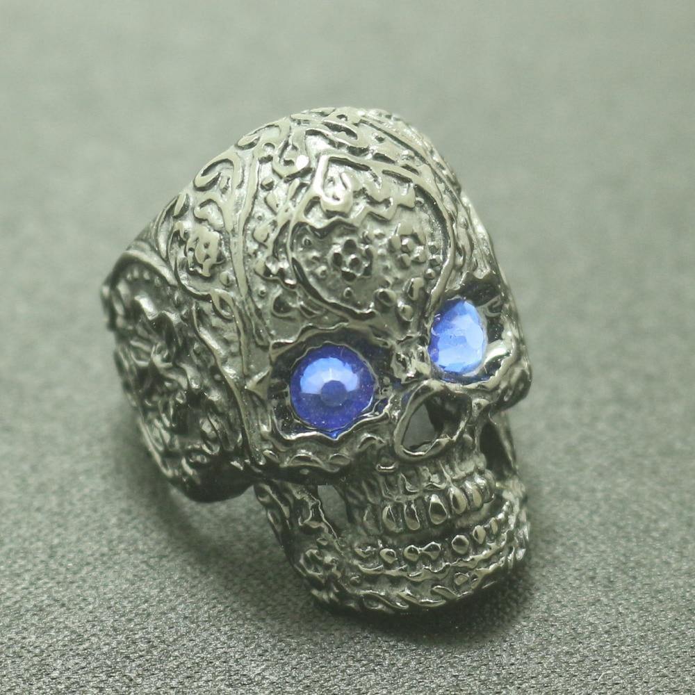 Blue-Eyed Sugar Skull Ring - Wyvern's Hoard