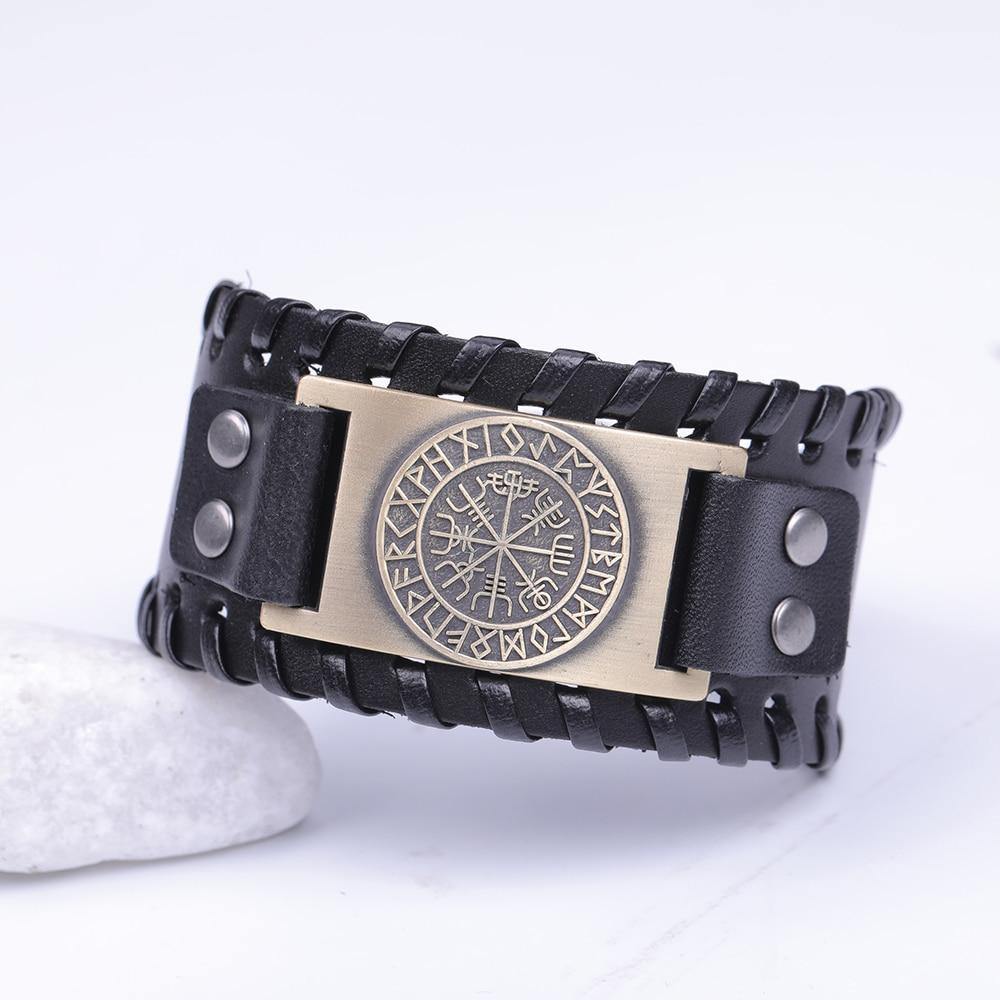 Vegvisir Leather Bracelet - Wyvern's Hoard