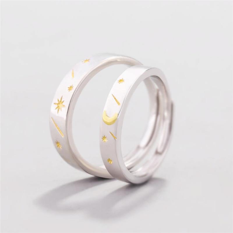 Sun Moon Stars Couple Rings - Wyvern's Hoard