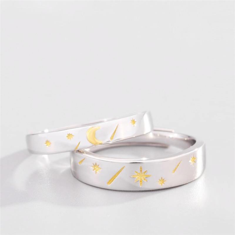 Sun Moon Stars Couple Rings - Wyvern's Hoard