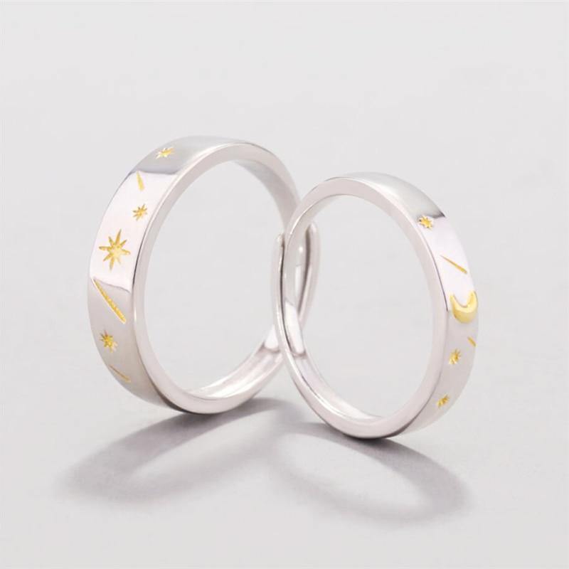 Sun Moon Stars Couple Rings - Wyvern's Hoard