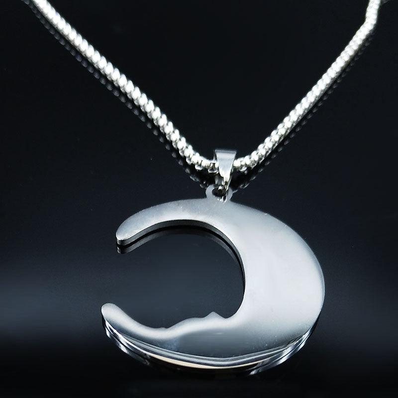 Moon Cat Stainless Steel Necklace`