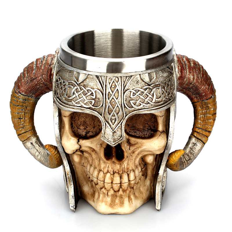 Viking Warrior Horned Skull Tankard