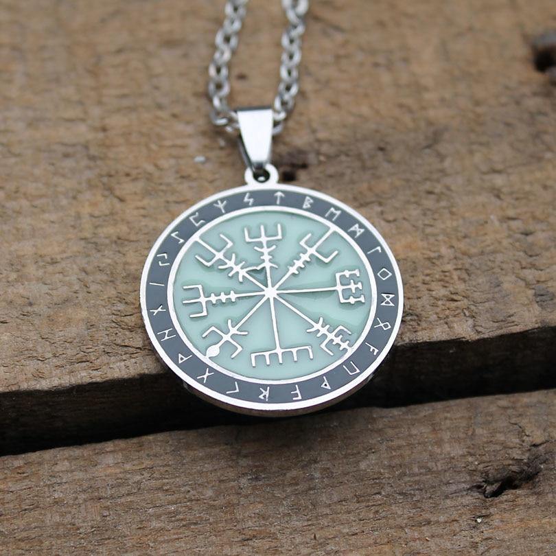 Glow In The Dark Vegvisir Stave Viking Necklace - Wyvern's Hoard