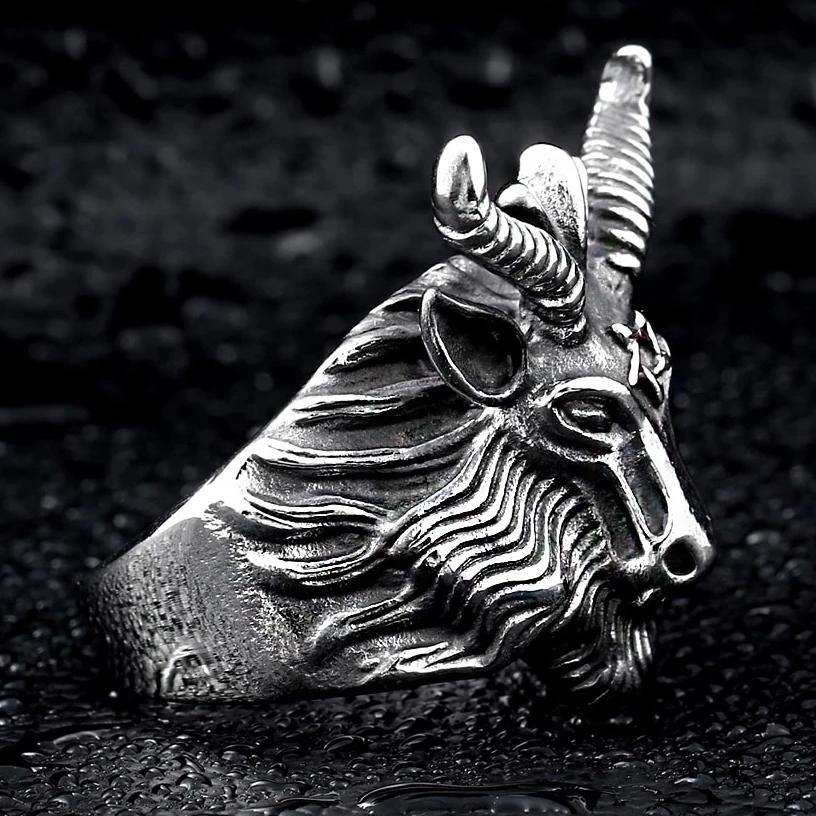 Baphomet Goat Head Ring - Wyvern's Hoard
