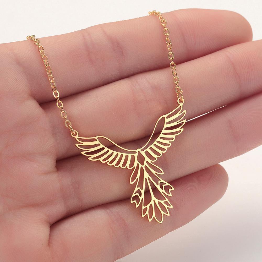 Geometric Phoenix Stainless Steel Necklace - Wyvern's Hoard