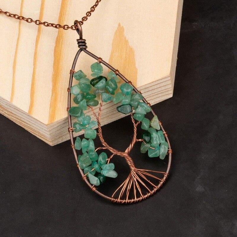 Tree of Life Crystal Droplet Necklace - Wyvern's Hoard