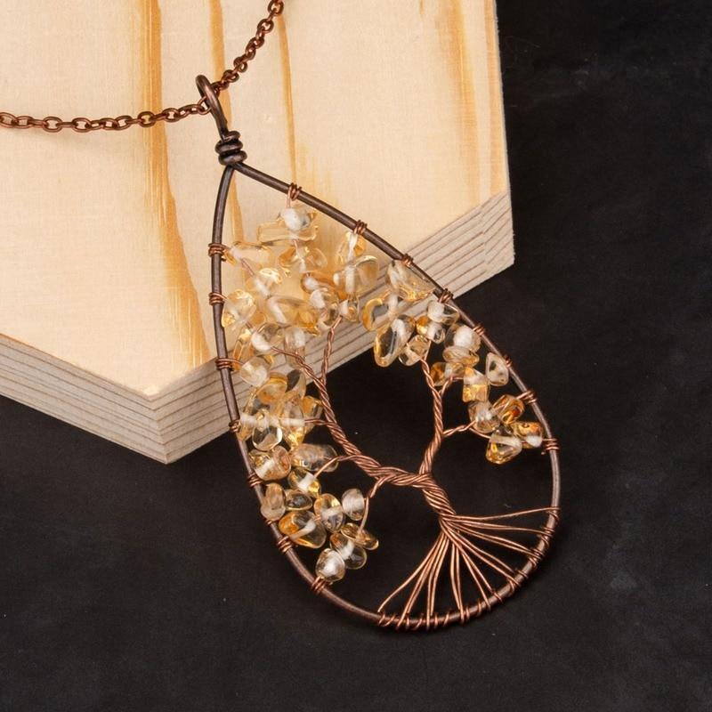 Tree of Life Crystal Droplet Necklace - Wyvern's Hoard