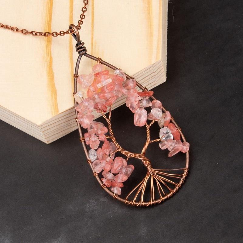Tree of Life Crystal Droplet Necklace - Wyvern's Hoard