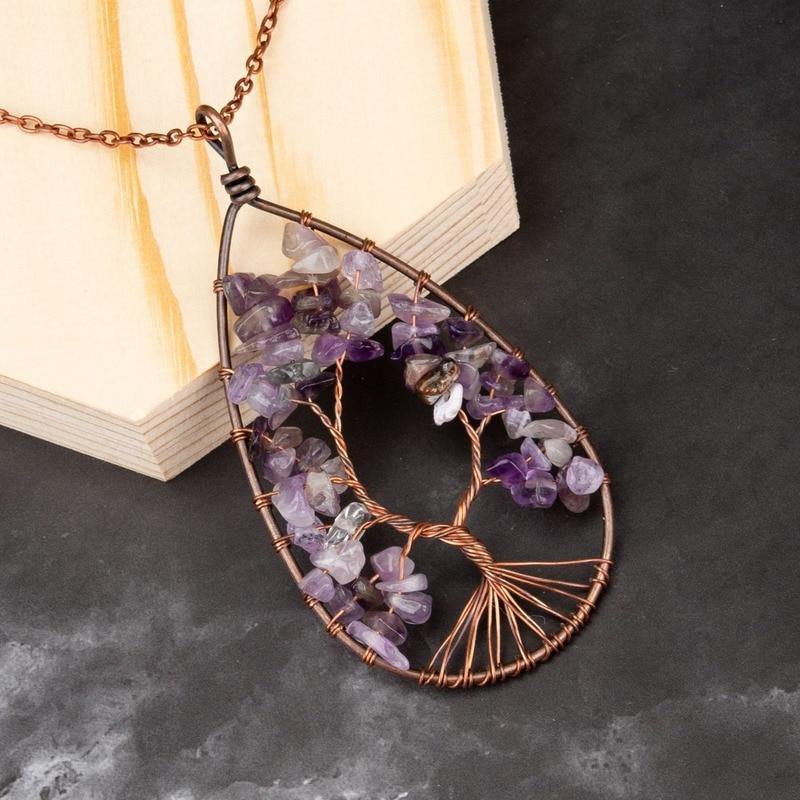 Tree of Life Crystal Droplet Necklace - Wyvern's Hoard