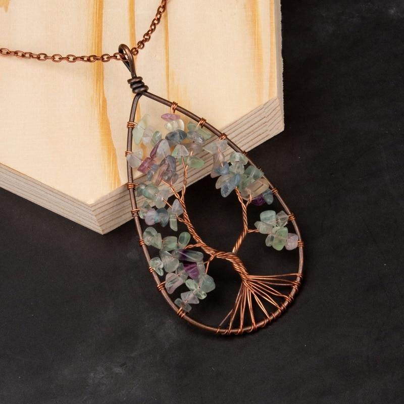 Tree of Life Crystal Droplet Necklace - Wyvern's Hoard