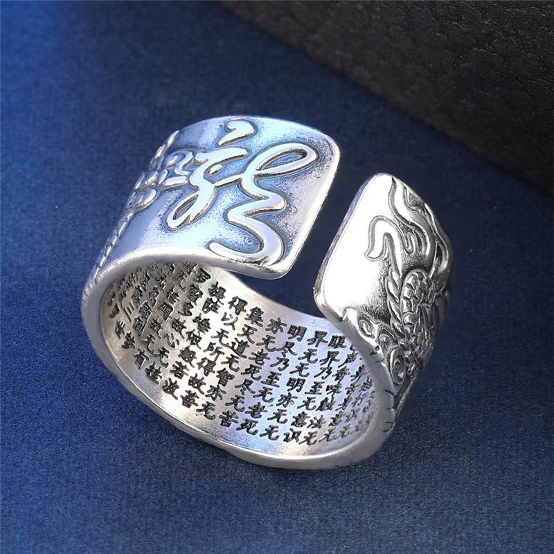True Dragon Sutra Adjustable Sterling Silver Ring - Wyvern's Hoard