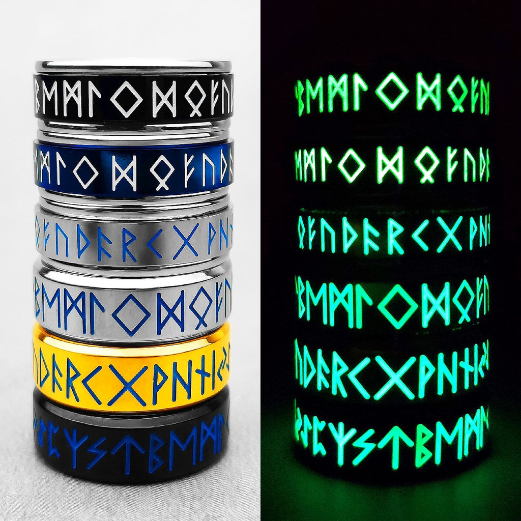 Glow in the Dark Viking Runes Spinner Rings