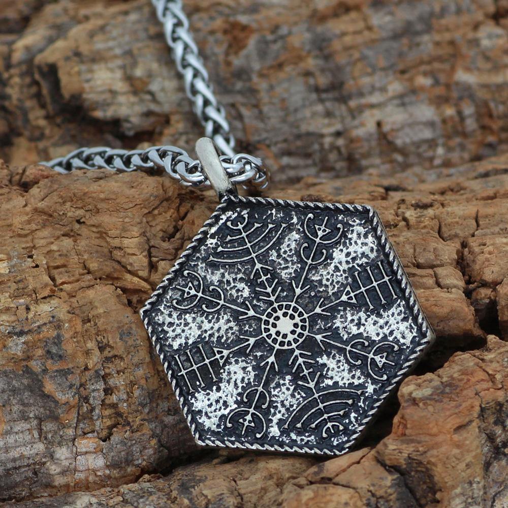 Hexagon Vegvísir Necklace - Wyvern's Hoard