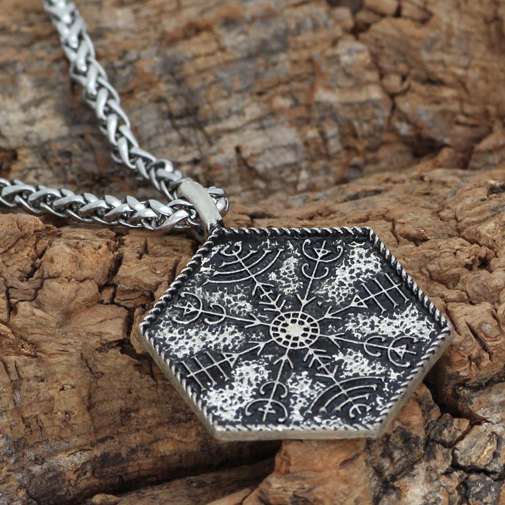Hexagon Vegvísir Necklace - Wyvern's Hoard