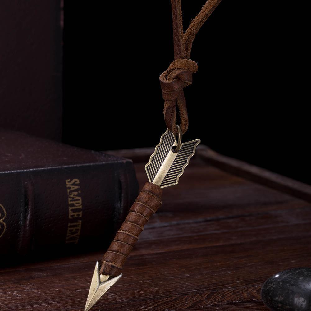 Vintage Arrow Leather Necklace - Wyvern's Hoard