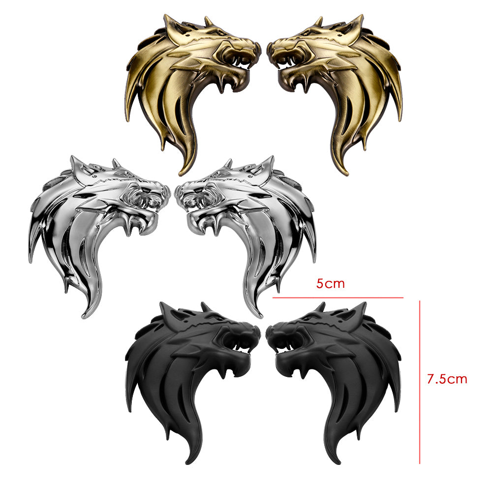 Epic Wolf Head Emblems (1 Pair)