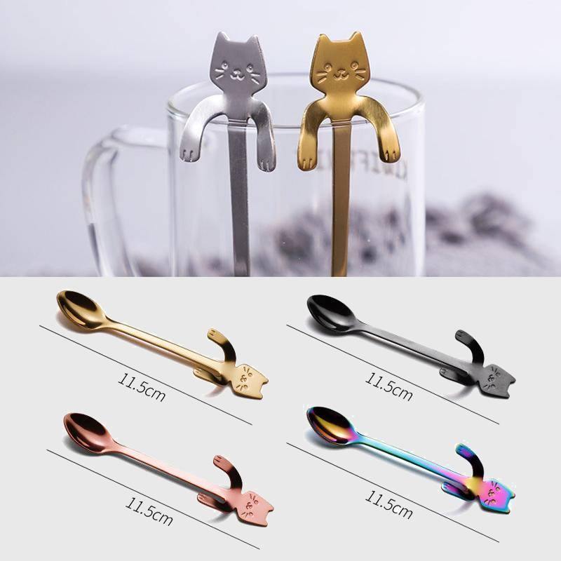 Relaxing Kitty Teaspoons (4 Pieces) - Wyvern's Hoard