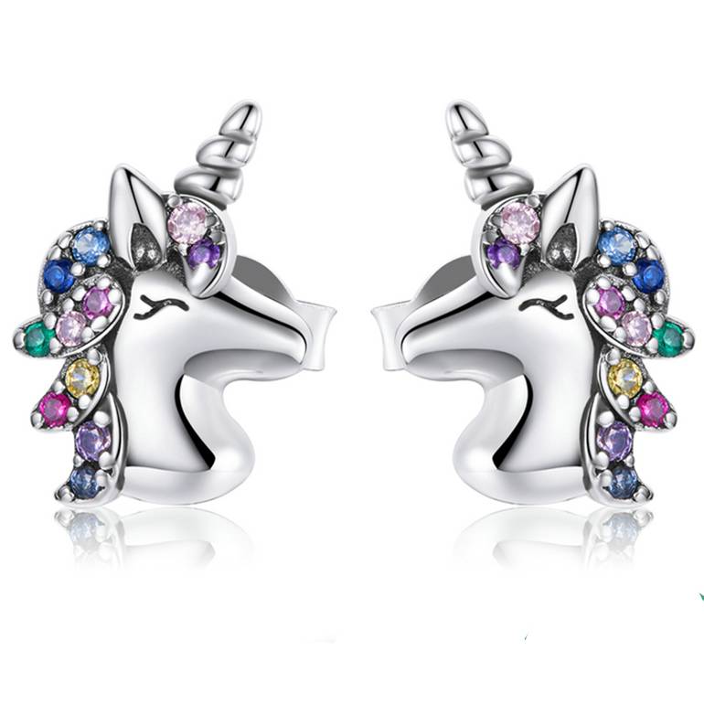 Rainbow Unicorn Sterling Silver Earrings