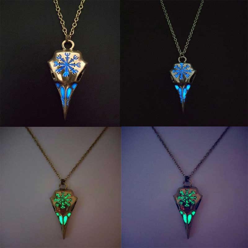 Glow in the Dark Runic Raven Amulet Necklace - Wyvern's Hoard