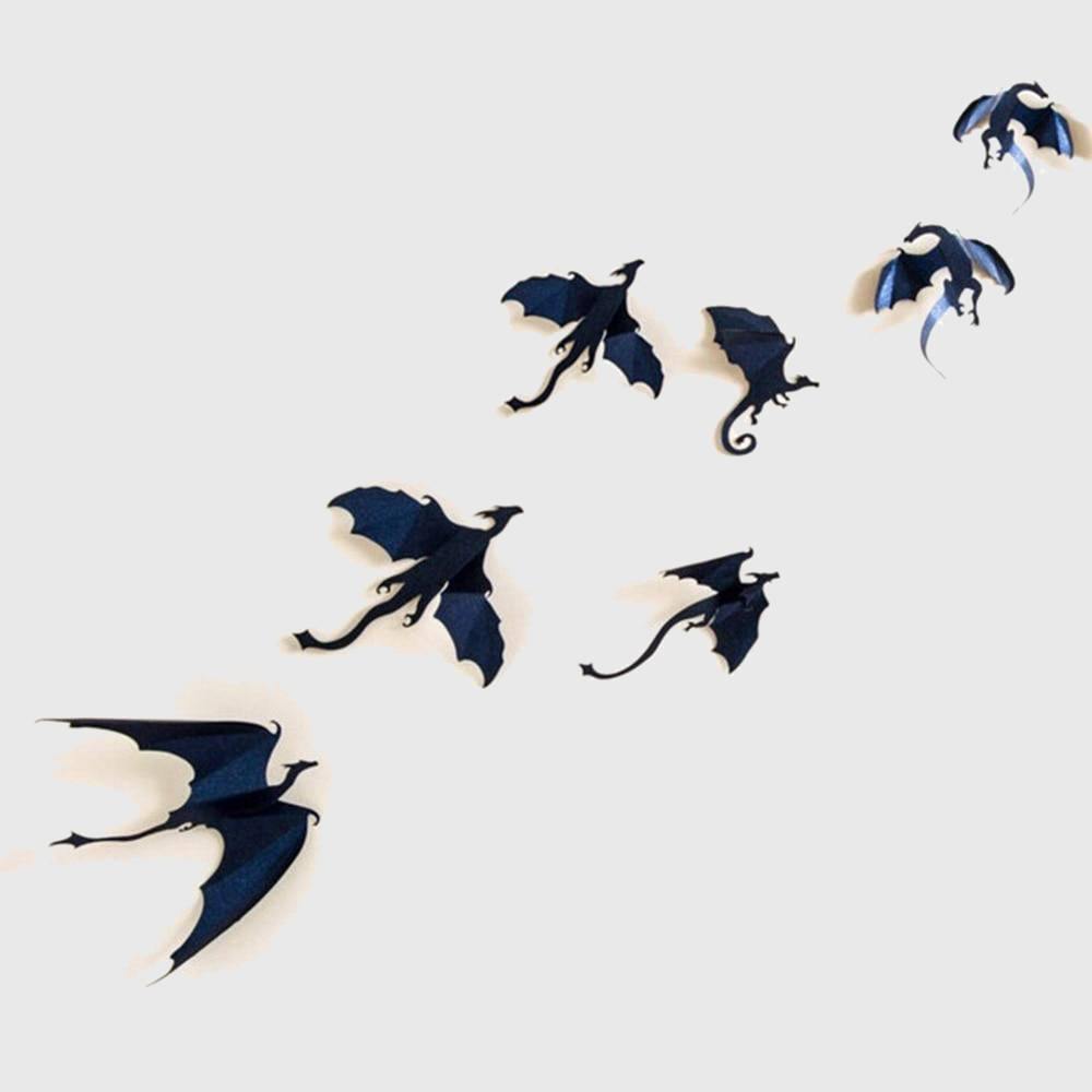 The Dragons' Flight Vinyl Wall Stickers (7 pieces) - Wyvern's Hoard