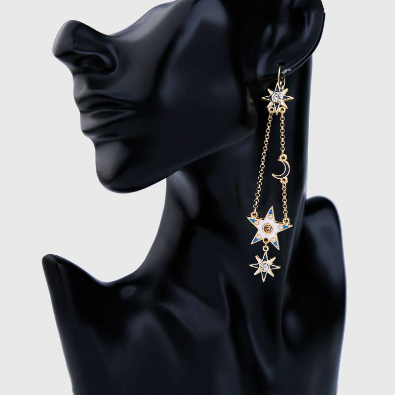 Celestial Moon & Star Drop Earrings