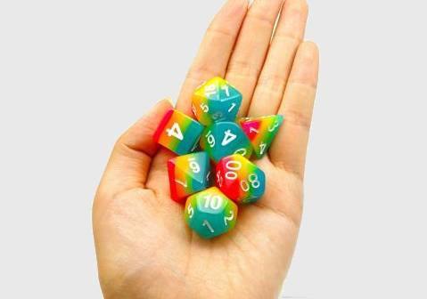 Glow In The Dark Rainbow Candy Polyhedral Dice Set - Wyvern's Hoard