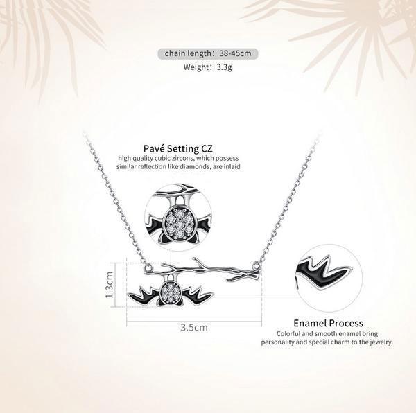 bamoer Official Store Pendant Necklaces Hanging Bat Sterling Silver Necklace