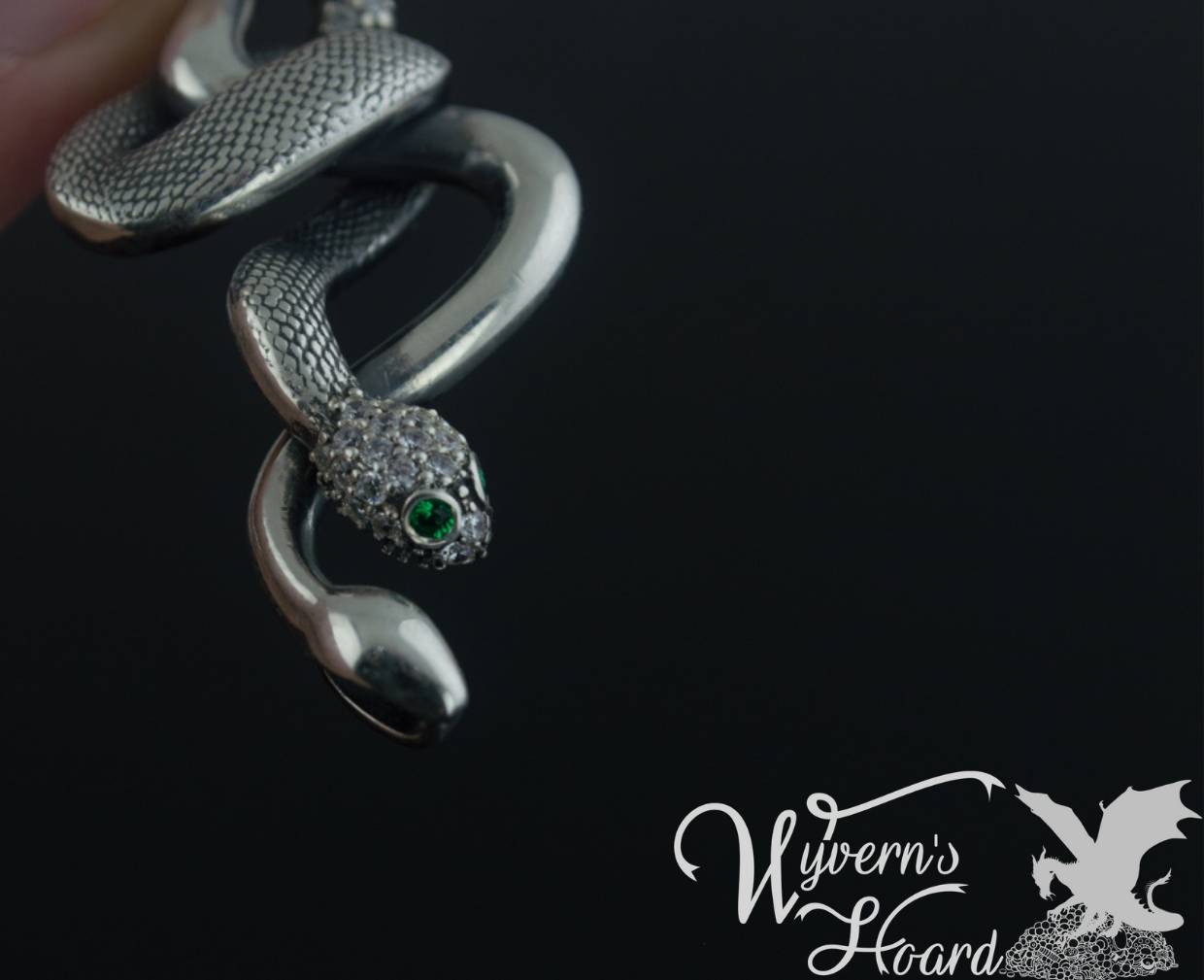 Slithering Twin Snakes Sterling Silver Necklace