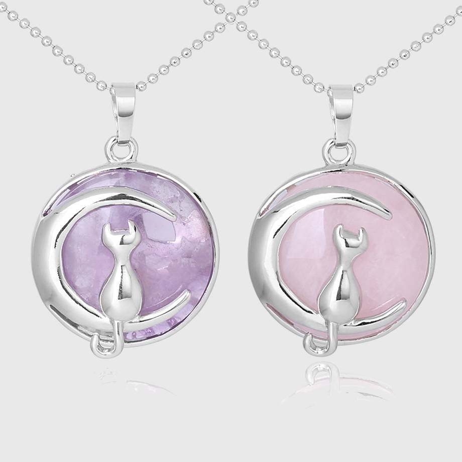 The Cat In The Moon Gemstone Necklace