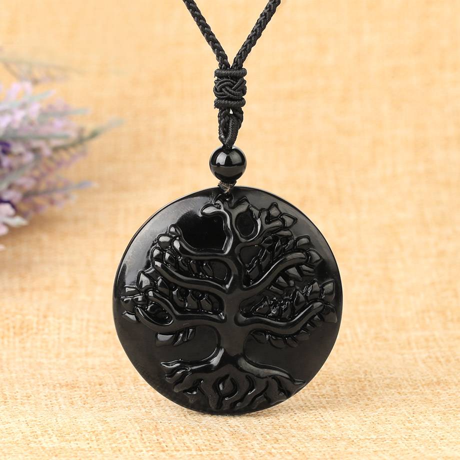Obsidian Tree of Life Necklace
