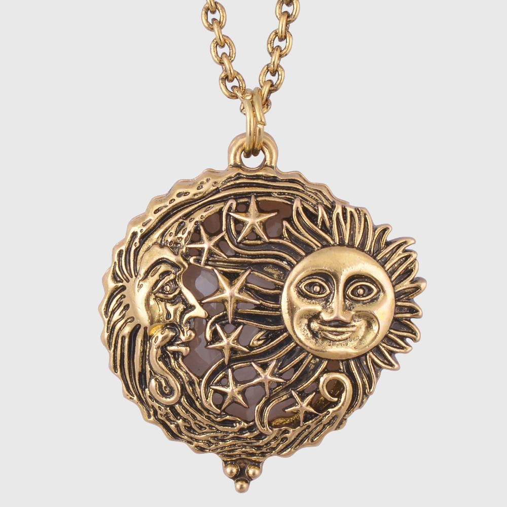 Sun, Moon And Stars Magnifying Glass Necklace