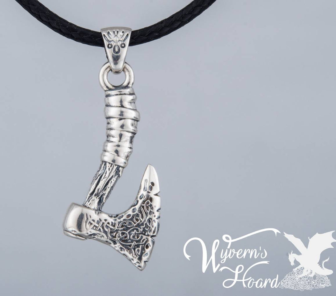 Viking Battleaxe Sterling Silver Necklace