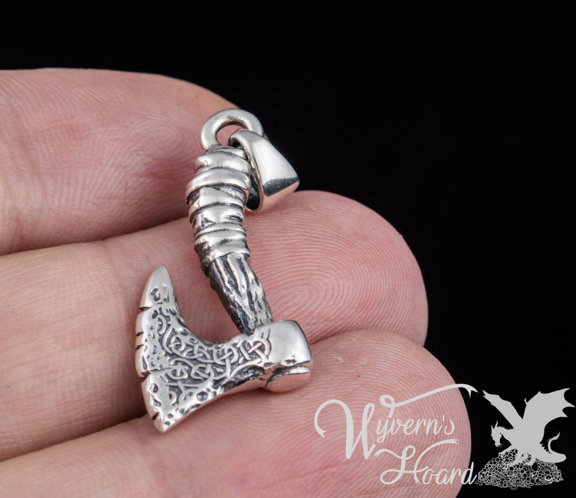 Viking Battleaxe Sterling Silver Necklace