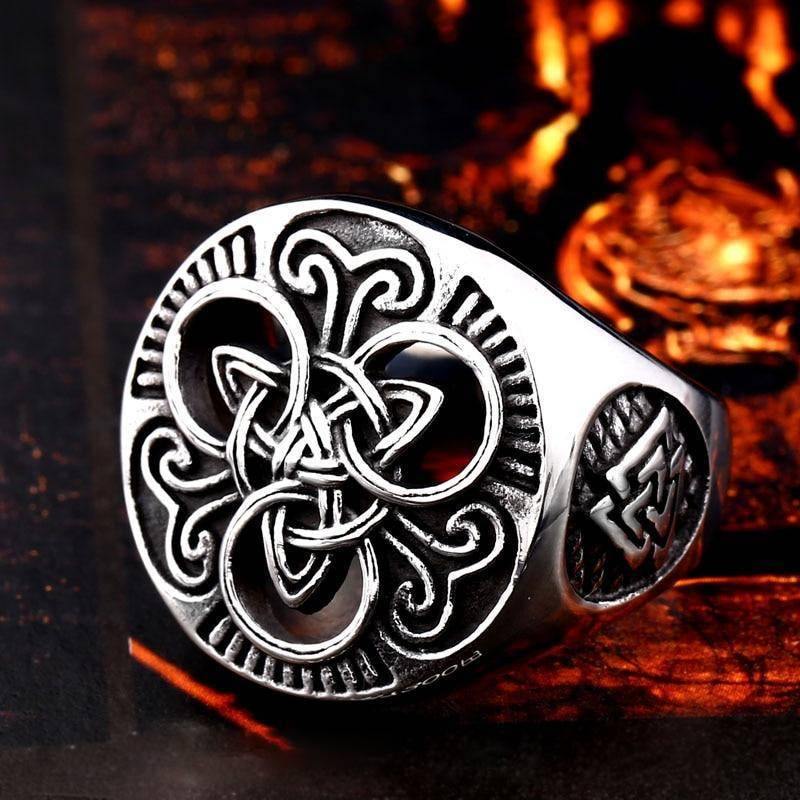 Triquetra And Valknut Ring - Wyvern's Hoard