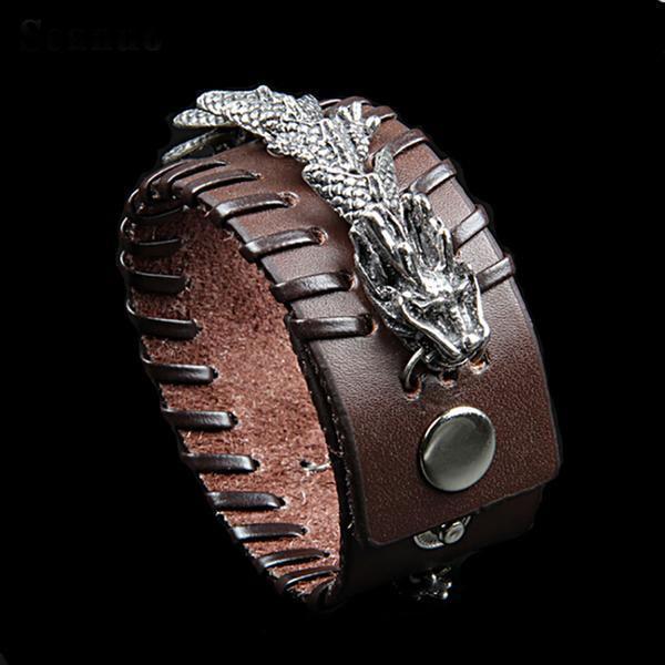 Vintage Men Genuine Leather Cuff Double Wide Bracelet Rope Bangles Jewelry  Gifts  Fruugo IN