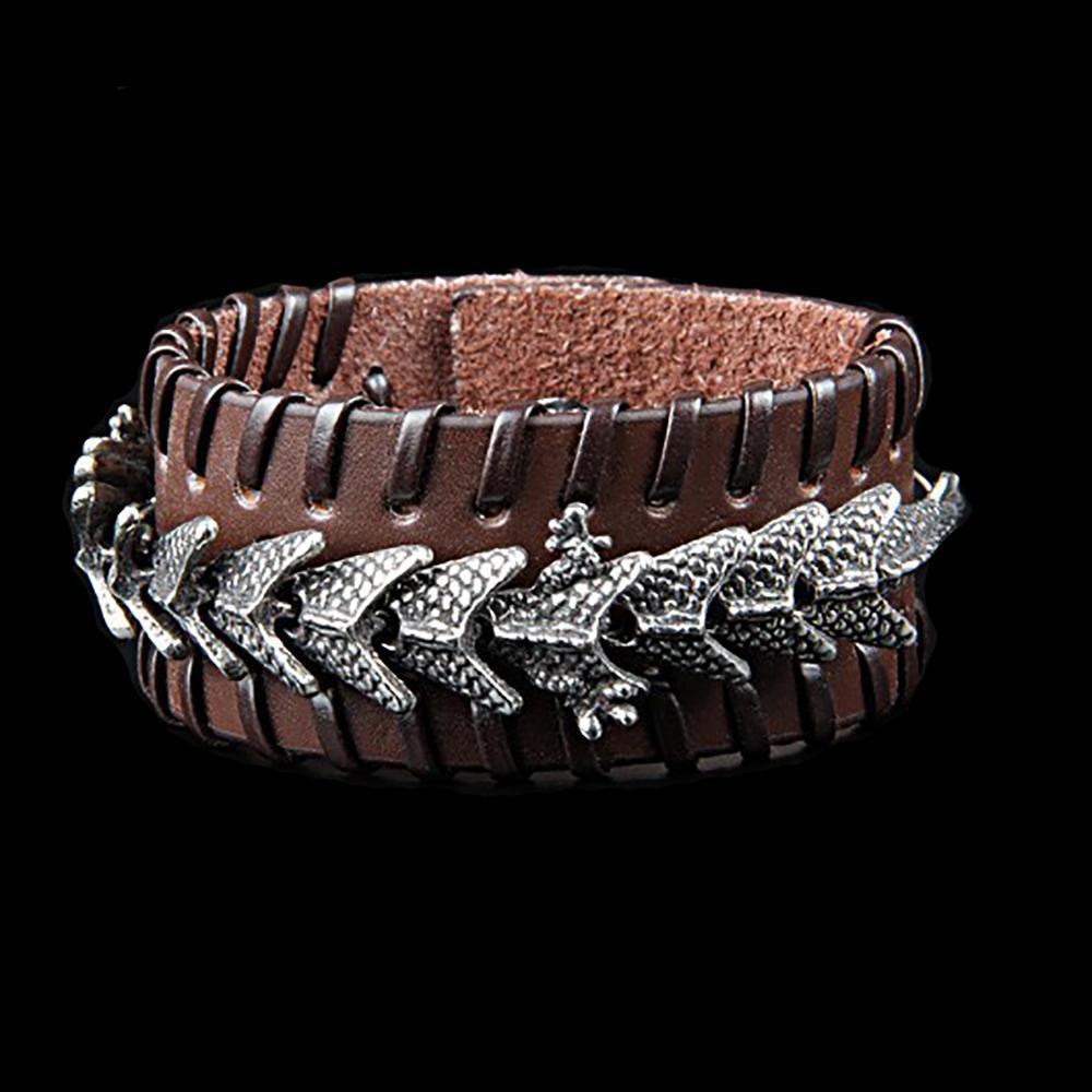 Fanduco Bracelets Celestial Dragon Genuine Leather Cuff Bracelet