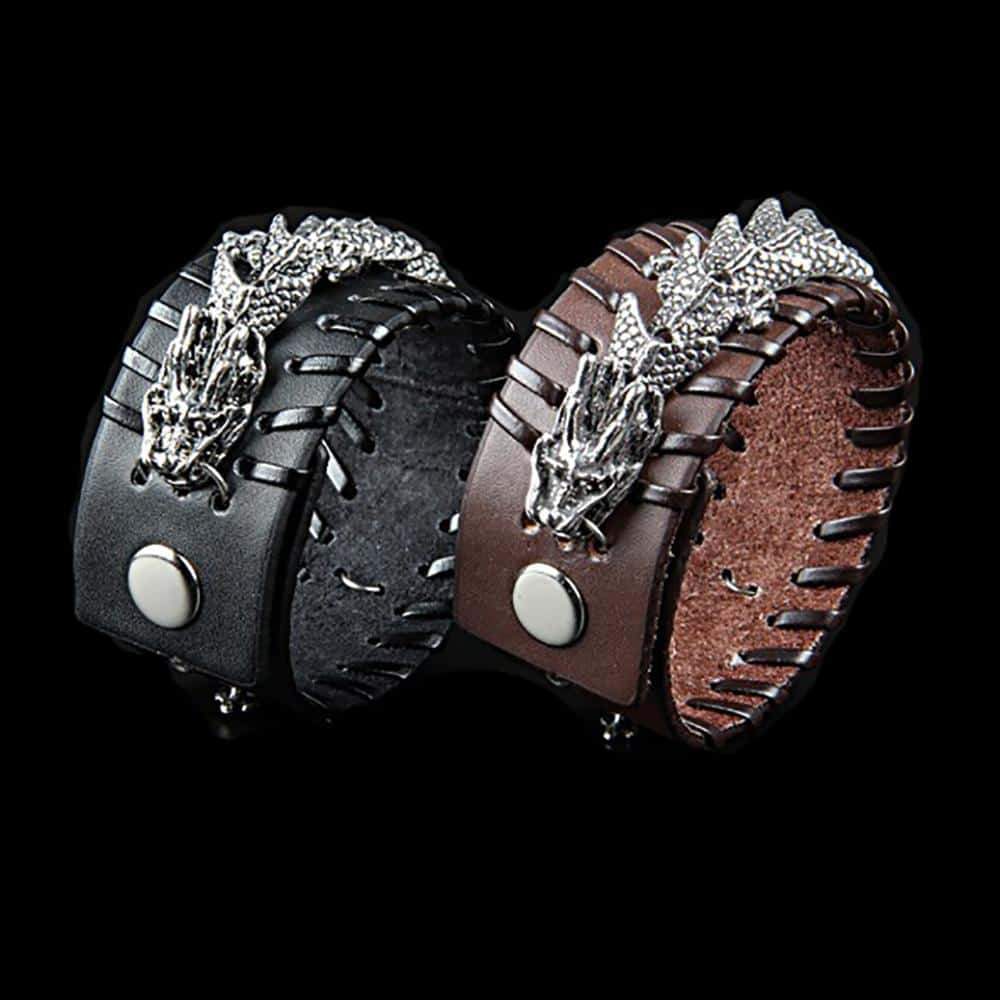 Fanduco Bracelets Celestial Dragon Genuine Leather Cuff Bracelet