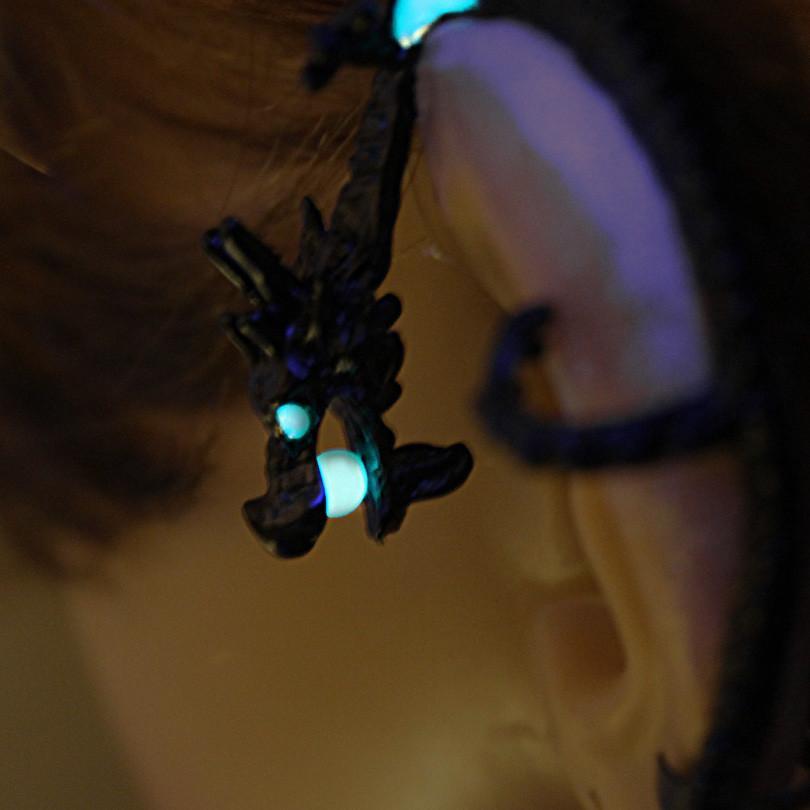 Fanduco Earrings The Whispering Dragon Glow In The Dark Handcrafted Ear Cuff