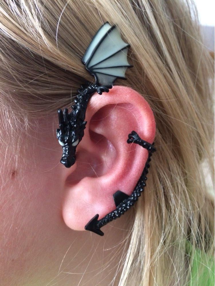 Fanduco Earrings The Whispering Dragon Glow In The Dark Handcrafted Ear Cuff
