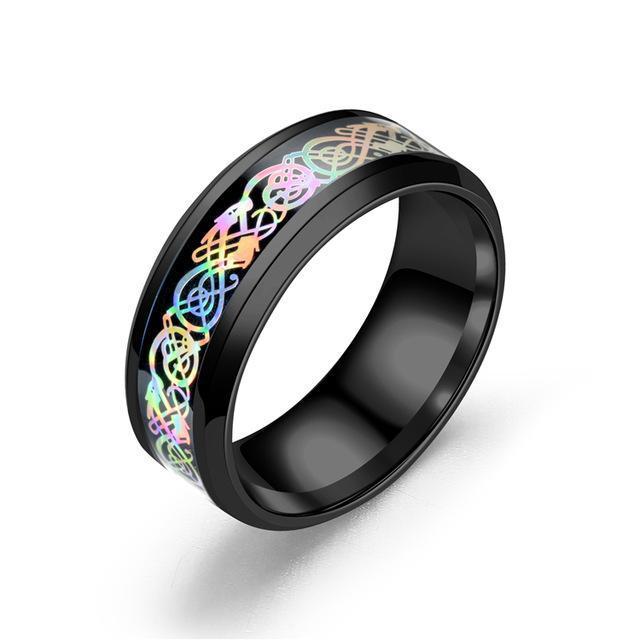 Fanduco Jewelry 6 / Black Rainbow Celtic Dragon Rings
