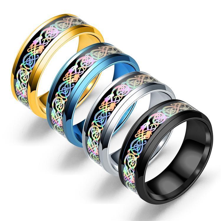 Fanduco Jewelry Rainbow Celtic Dragon Rings