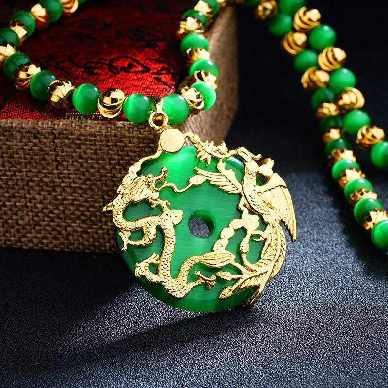 Fanduco necklaces Dragon Phoenix Opal Pendant