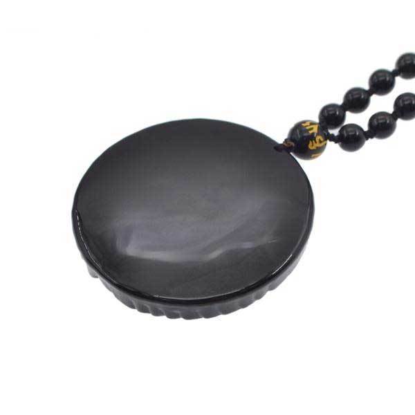 Fanduco Necklaces Hand Carved Dragon Phoenix Obsidian Necklace