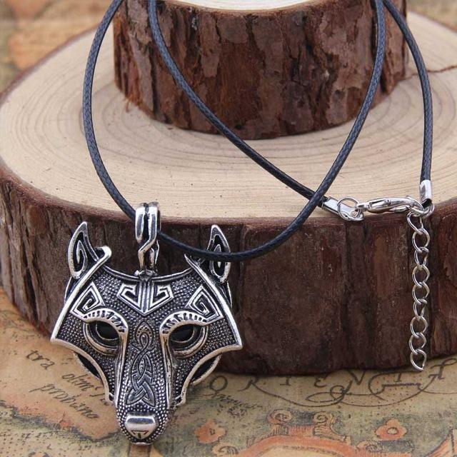 Fanduco Necklaces Silver / Leather Fenrir Wolf Necklace