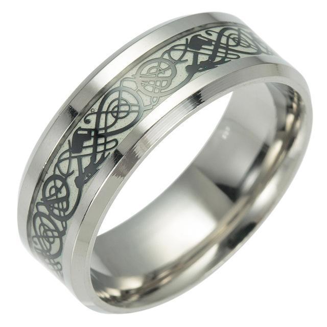 Fanduco Rings 6 / Black Celtic Dragon Glow In The Dark Ring