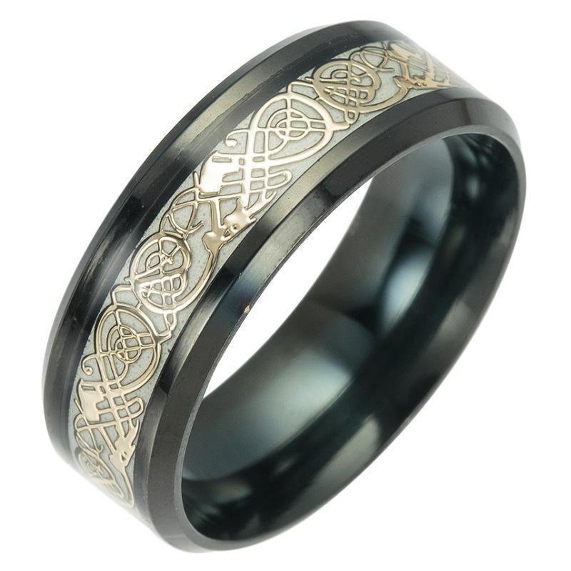 Fanduco Rings 6 / Gold / Titanium Steel Celtic Dragon Glow In The Dark Ring